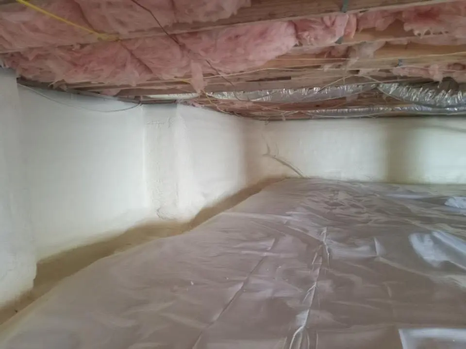 Crawl space encapsulation with closed-cell spray foam for Roof Leak Repair in Clinton
